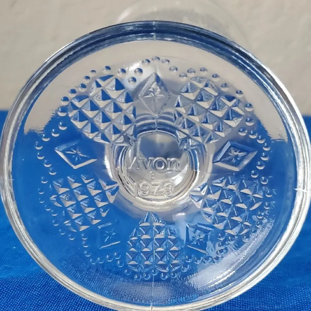 Vintage 1978 Avon Clear Pressed Glass Goblet Heart & Diamond Water Wine Chalice